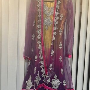 Pink and purple anarkhali suit $80